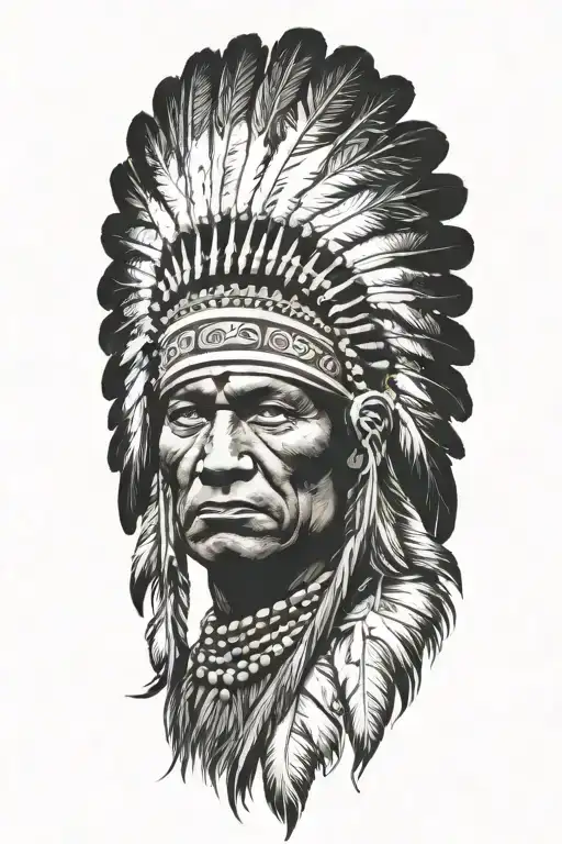 Crow Indian Warrior Face Stripes Bird On Head