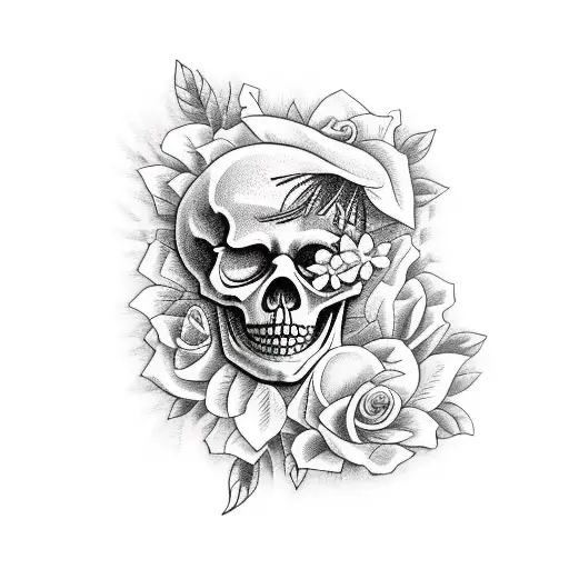 Skeleton Reading A Book With Flowers All Around