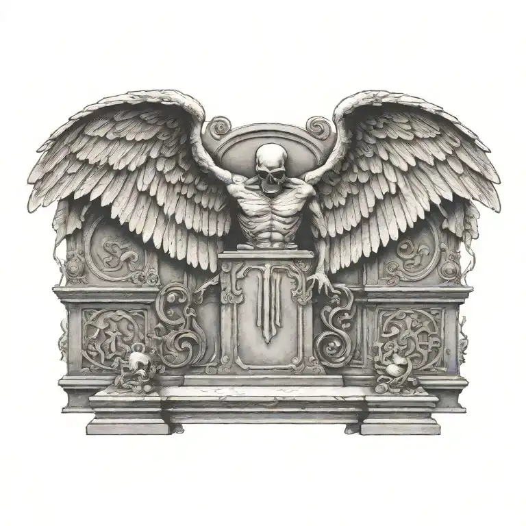 Tombstone With Wings Spread Wide
