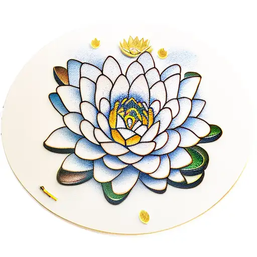 Arch Shape Gold Vinatge Mirror With A Water Lily Pond Scene