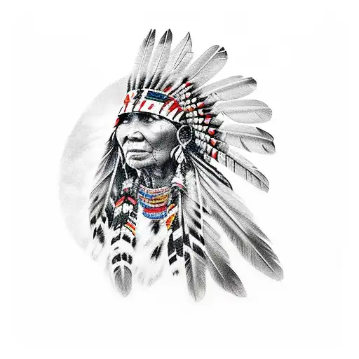 Full Body View Of An American Indian Woman