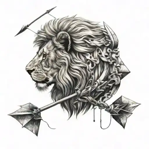 Lion Head With Arrows In Back