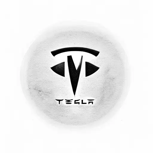 Tesla Logo Combined With A Vintage Car