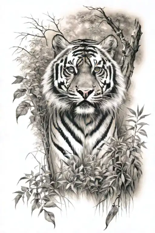Tiger In Forest Scene