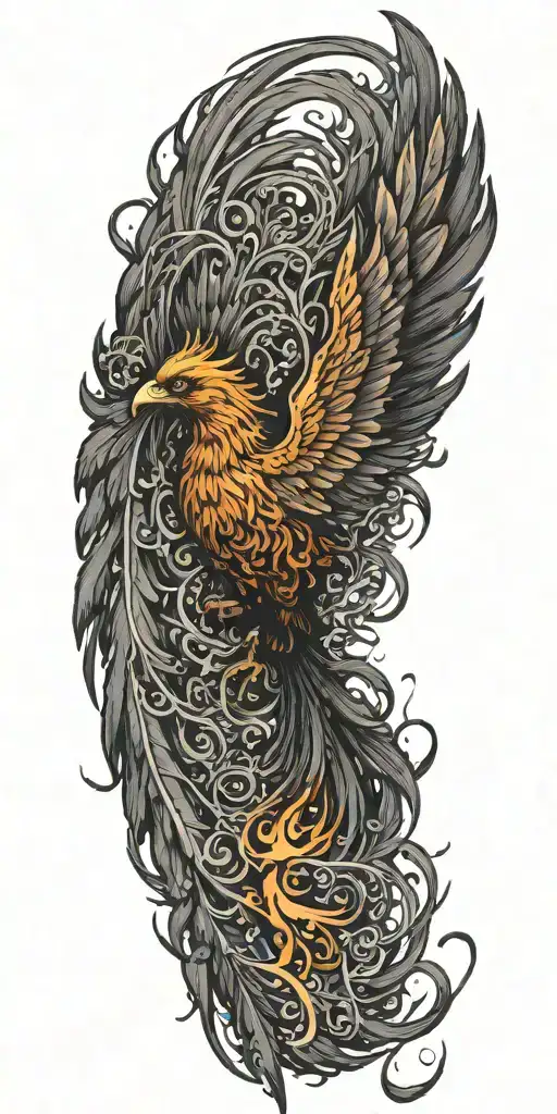 Flaming Phoenix Rising From Ash