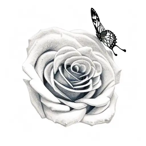 Rose With Small Butterfly