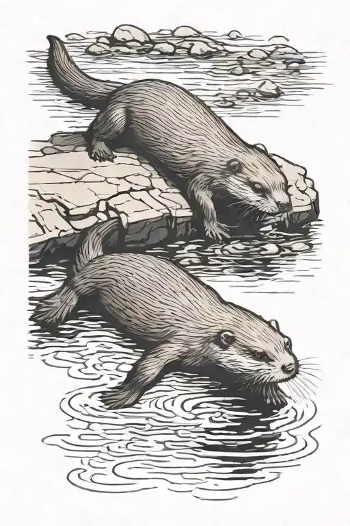 Full Body Otter Color In River