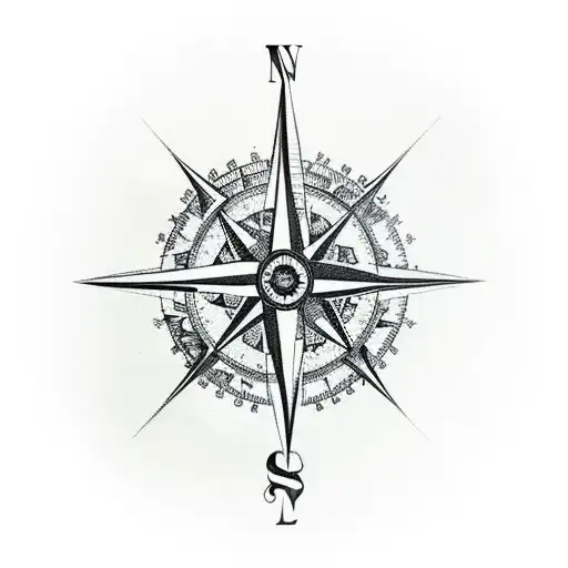 A Compass Rose Sleeve Symbolizing A Strong Sense Of Direction And Unwavering Determination