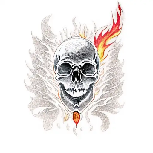 Skull With Fire And Tears