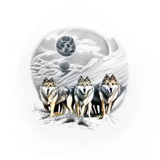 3 Wolves On A Hilltop One Is The Leader One Is Calm And One Is Crazy