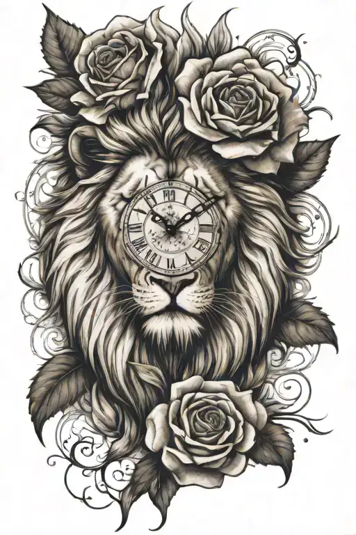 Lion Head Rose Clock
