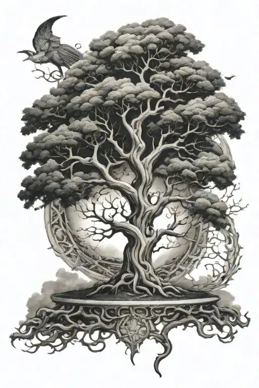 Tree Of Life With Heaven And Hell Symbology