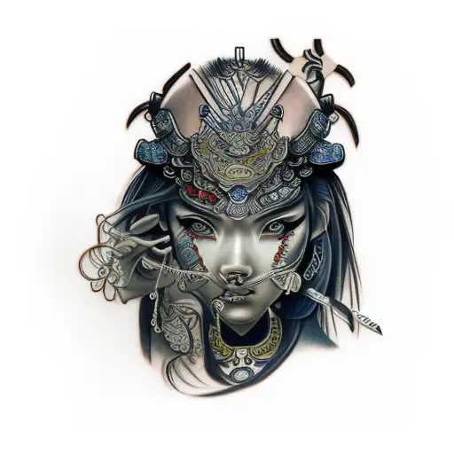 Samurai Woman Blue Eyes Arm