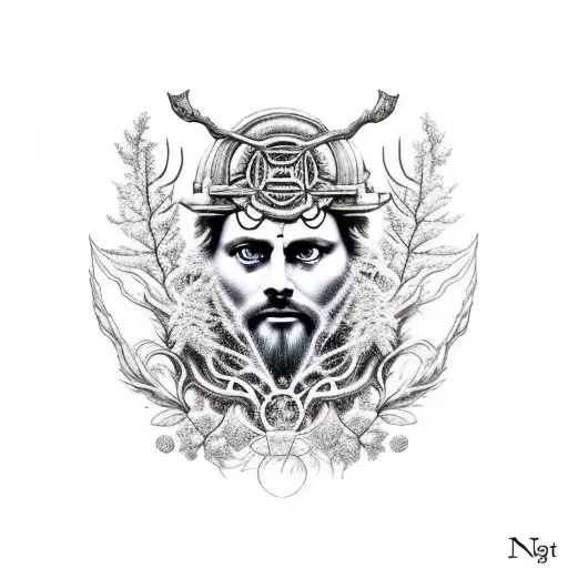 Ancient Druid Mixed With Nature And Astronomy