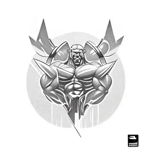 A Muscular Character From Your Favorite Video Game Lifting A Barbell With A Car Engine On Each Side