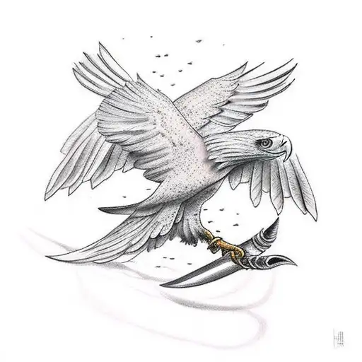 Flying Eagle Holding Spear