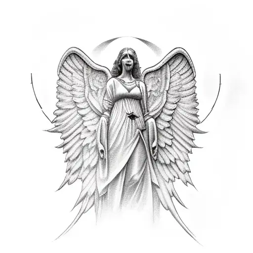 Guardian Angel Looking Down With Legs Crossed