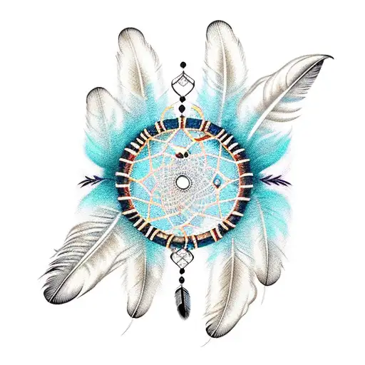 Half Moon Dream Catcher Crystals And Feathers