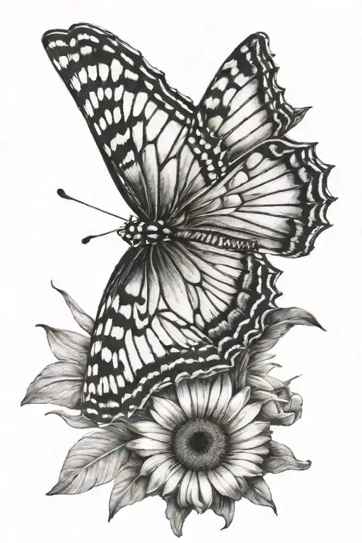 Butterfly With Gerber Daisy Flower