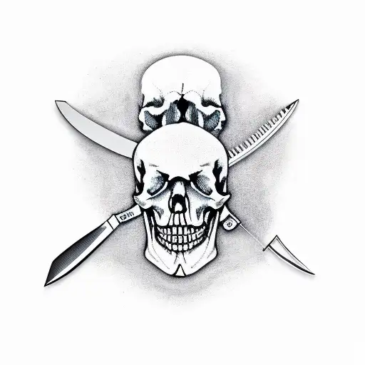 Army Knife With Skull