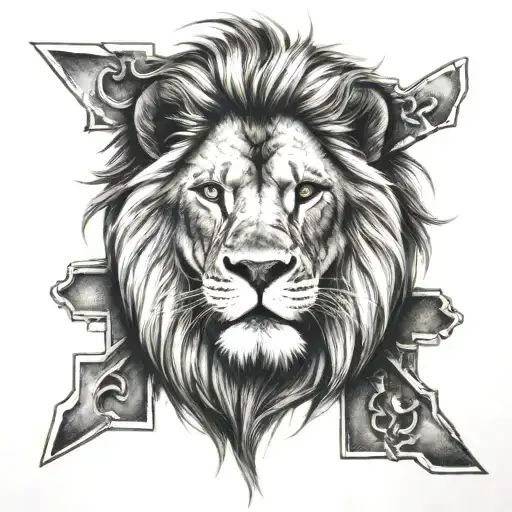Lion Head And Cross