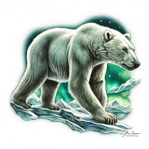 Polar Bear Northern Lights