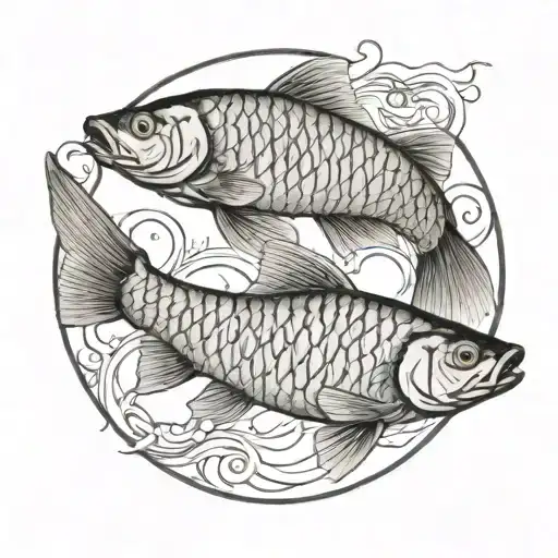 Two Carp Together In A Circle With A Background