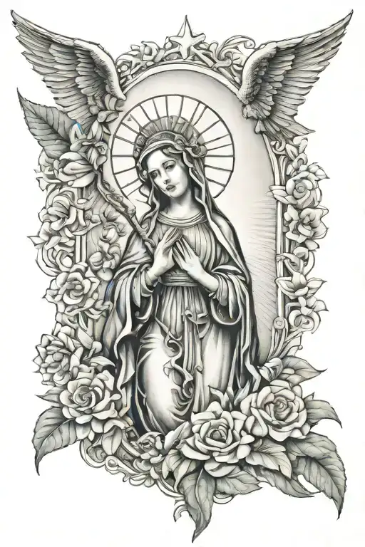 Virgen Mary With Saint Michael