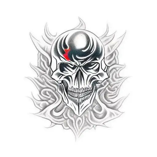 Emt Emblem Surrounded By Fiery Demon Skulls