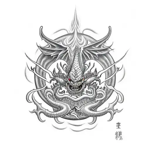 Flying Dragon Of Doom With A Devil On It And A 666 Number On The Background