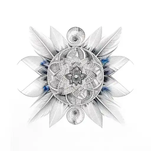 Half Moon Crystals And Feathers