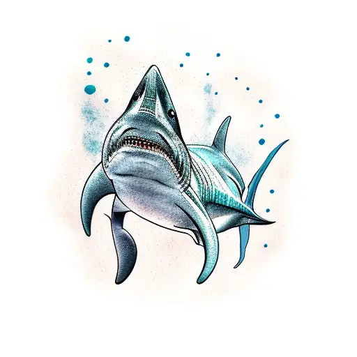 A Realistic Tattoo Of A Shark Swimming Through A Psychedelic Music Festival In Iceland