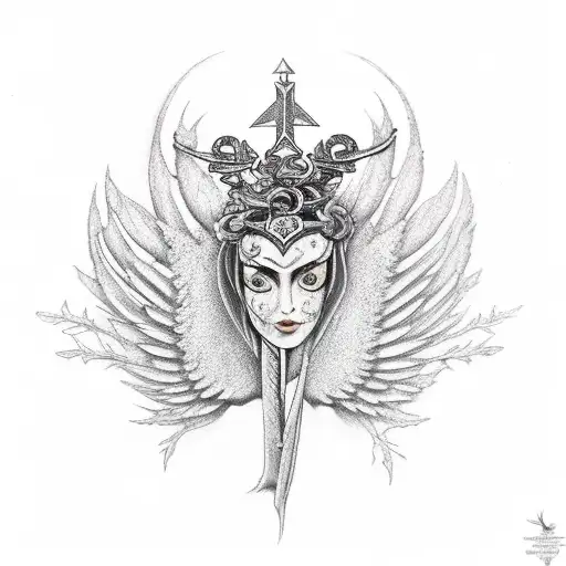 Female Tree With Swords And Wings For Branches