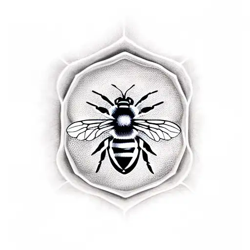 Realistic Bee On Honeycomb