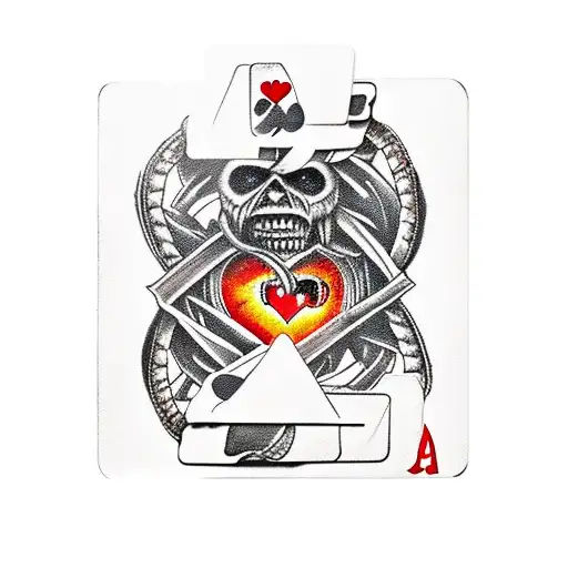 Iron Maiden The Number Of The Beast Inside Of An Ace Of Hearts Playing Card
