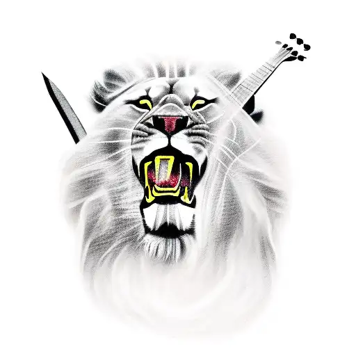 A Roaring Lion Playing A Guitar