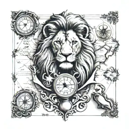 Lion And Hourglass Combined With Map Of Punjab