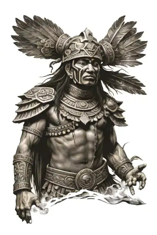 Aztec Warrior With God Of Water