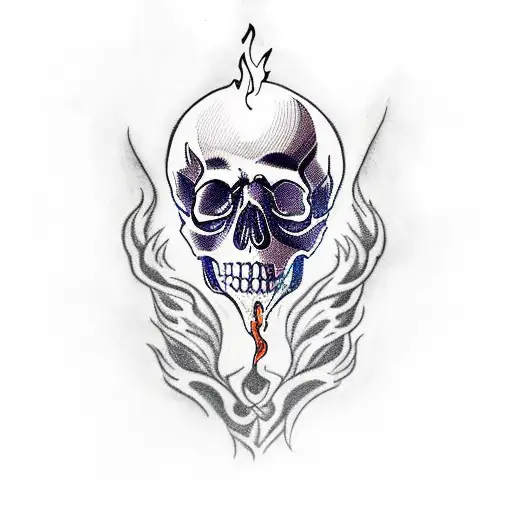 A Skull With Fire Coming From His Eyes