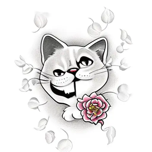 Felix The Cat With Honeysuckle And Roses