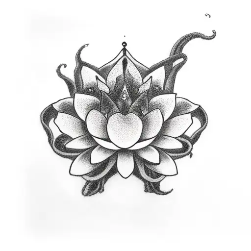 Lotus Flower With Cthulhu Lighthouse Forearm