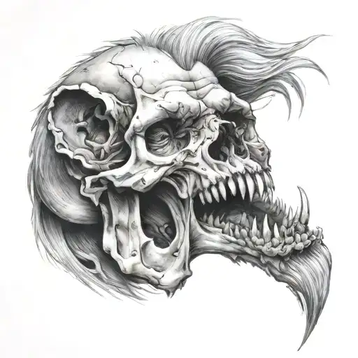 Make Lion Chewing On Human Skull