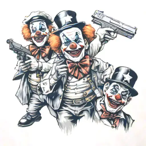 Clowns With Gun Pointed At Police