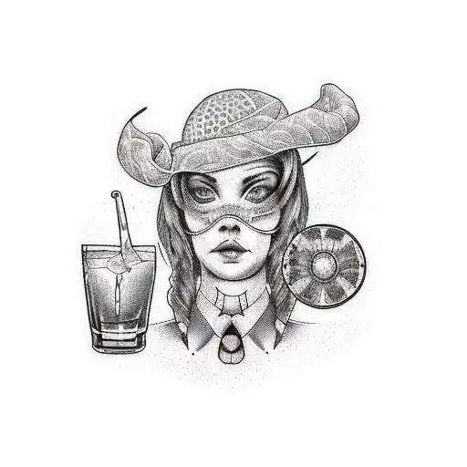 Create A Dotwork Tattoo That Represents The Connection Between Bartending And Your Love For Michigan