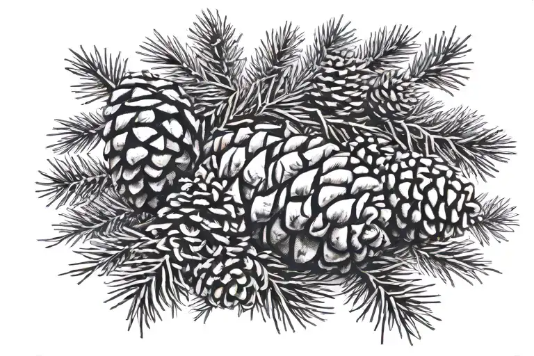 Latvian Beach And Pine Branch With Cone In Corner