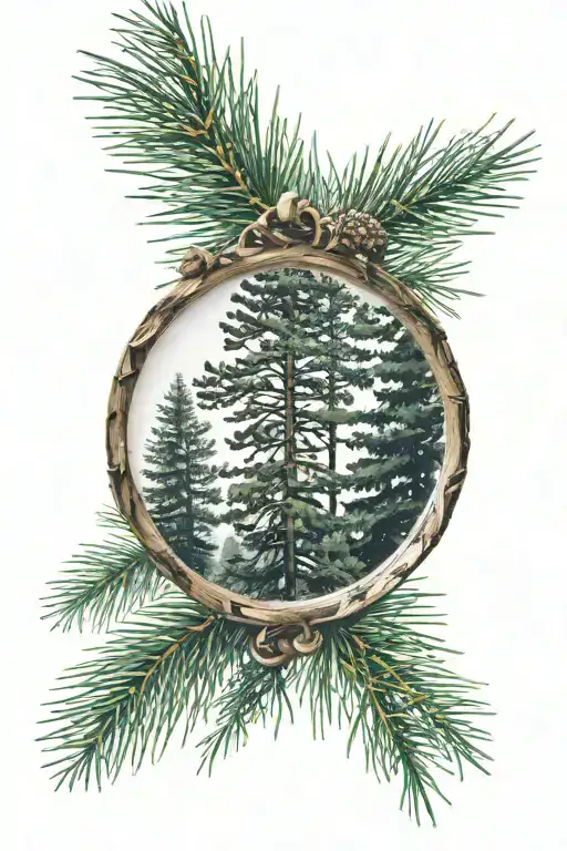 Pine Trees Background Looking Through Lens