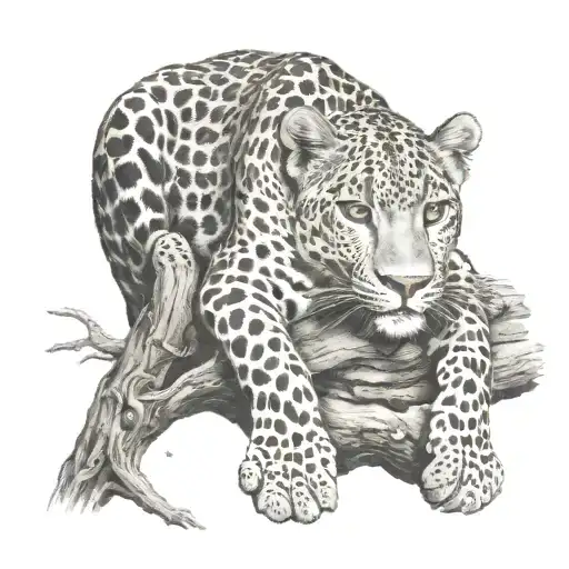Leopard With Calm Appearance Full Body Resting In Tree