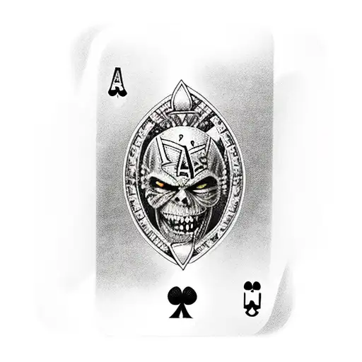 Iron Maiden Eddie Inside Of An Ace Of Hearts Playing Card