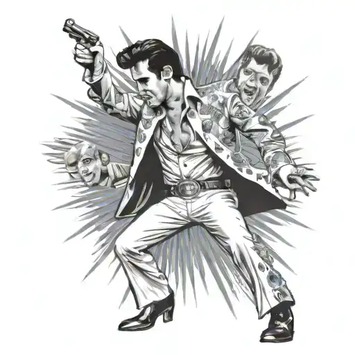 Elvis Dancing And A Portrait Of Elvis Face Made