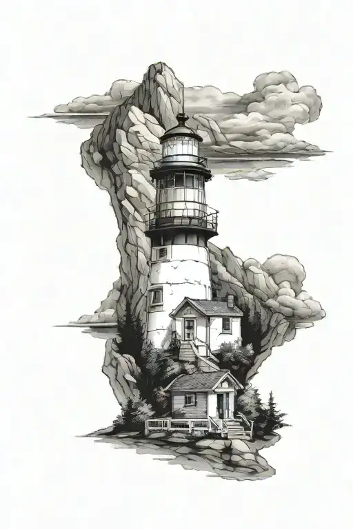 Light House Nestled Within A Mountain